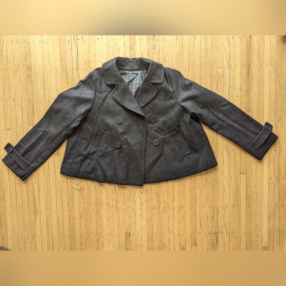 Cute Cropped Pea-coat Dark Grey - Picture 1 of 3